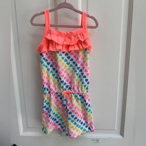 Swiggles 4T Girls Pink, Orange, and White Multicolor Heart Ruffle Romper